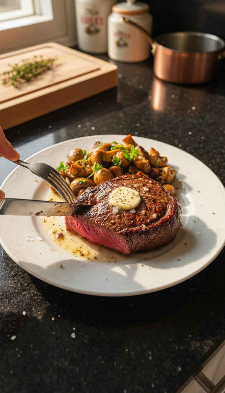 Filet Mignon with Garlic Mushrooms