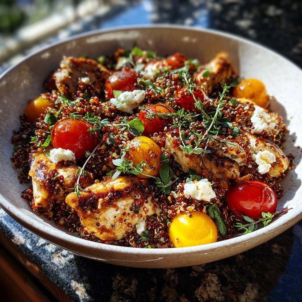 Greek Chicken Red Quinoa Salad