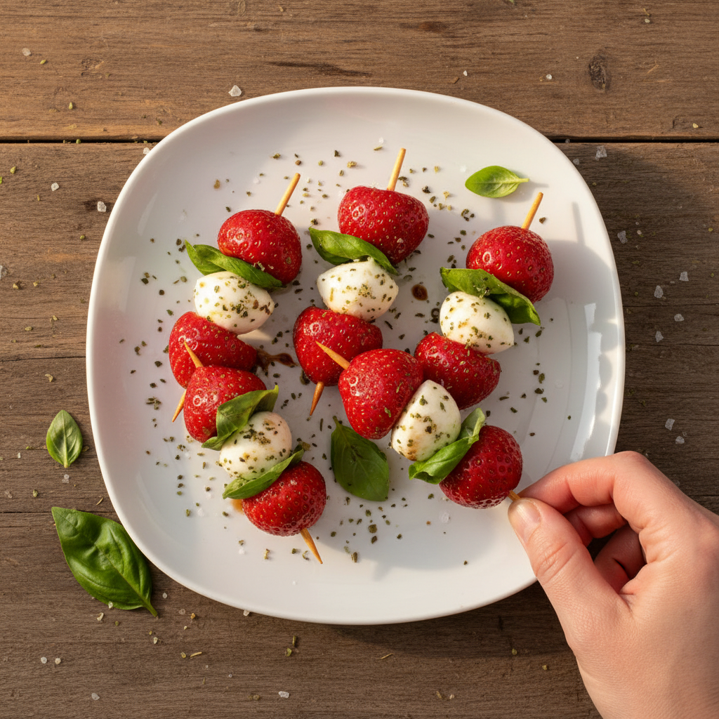 Strawberry Basil Caprese Skewers