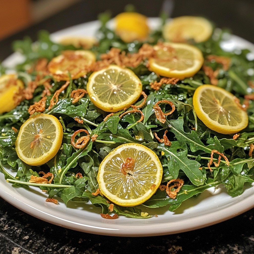 Lemon Arugula Salad with Crispy Shallots