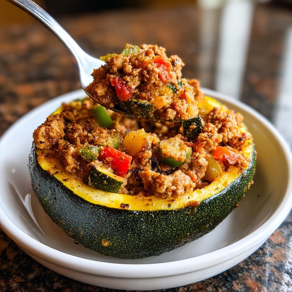 Turkey Veggie Stuffed Zucchini