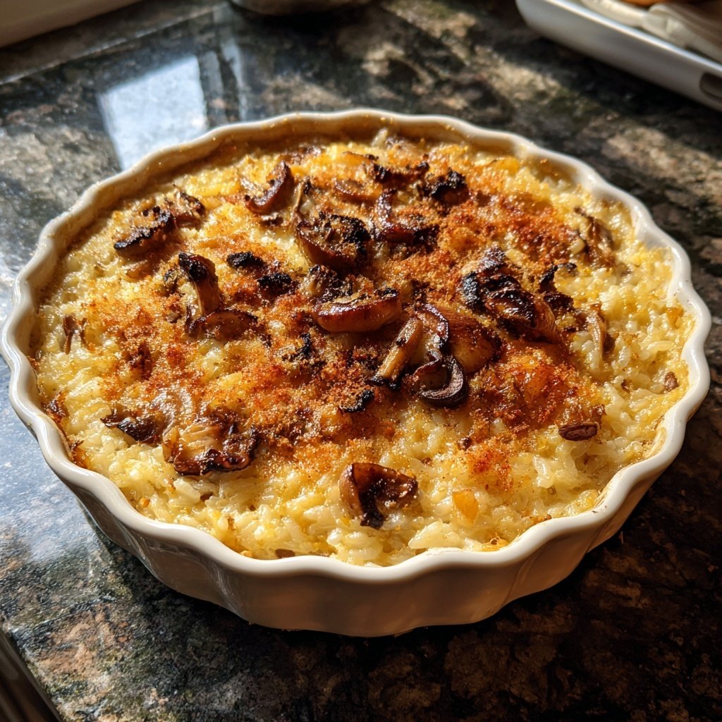 Oven Risotto with Crispy Mushrooms