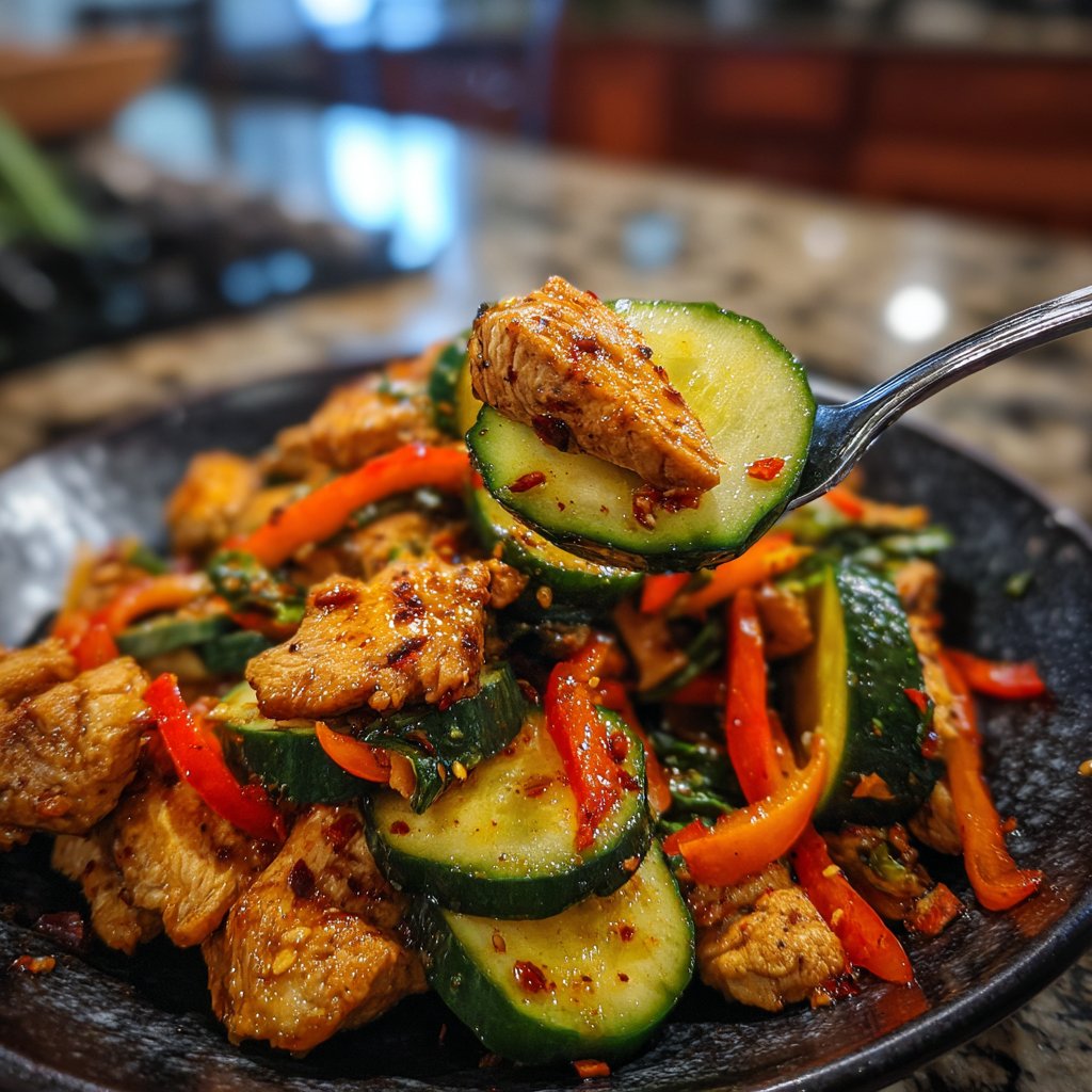 Spicy Cucumber & Chicken Stir-Fry