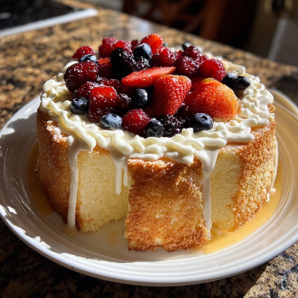 Fluffy Vanilla Sponge Cake with Fresh Berries