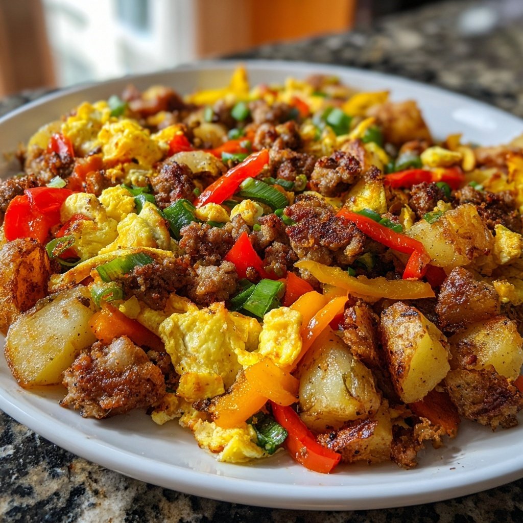 Sheet-Pan Breakfast Hash with Sausage and Veggies​