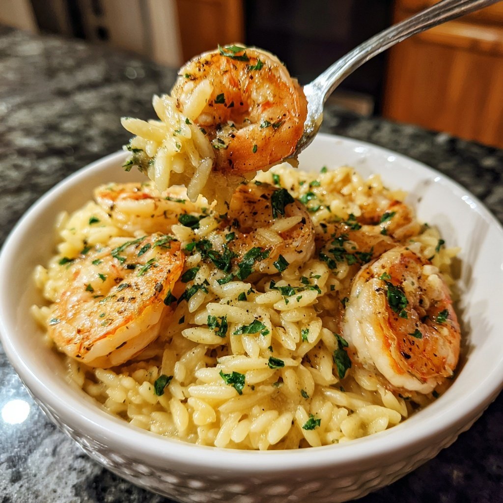Garlic Butter Shrimp Orzo
