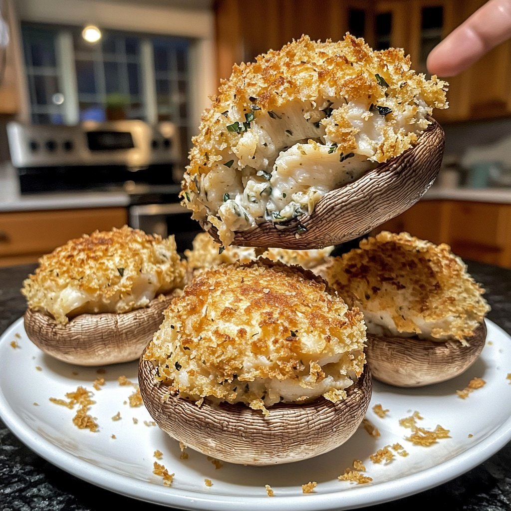 Crab Cake Stuffed Mushrooms