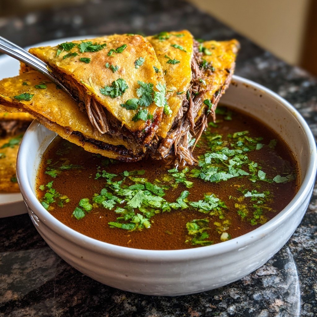 Beef Birria Tacos Consommé Dip