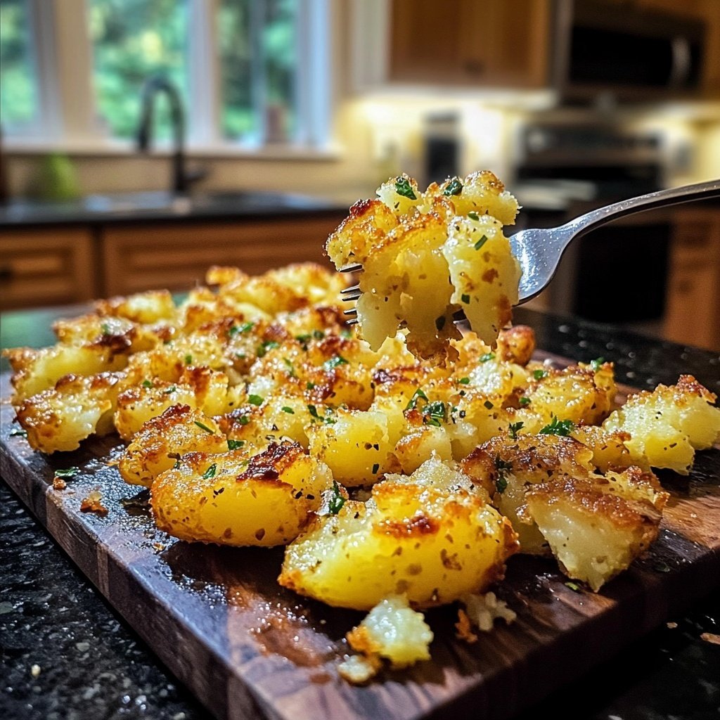 Crispy Smashed Potatoes Garlic