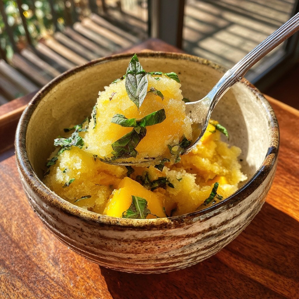 Peach Basil Lemon Sorbet