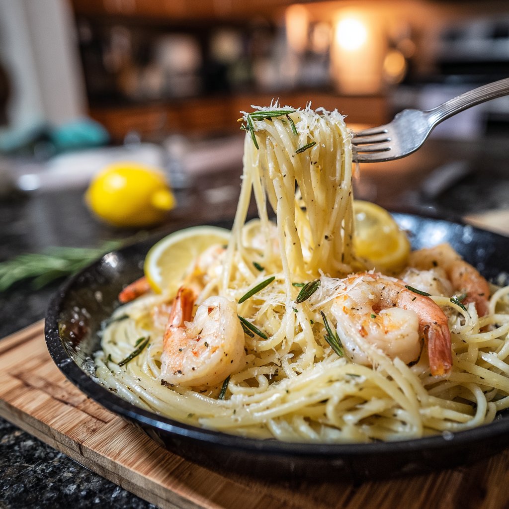 Lemon Rosemary Pasta with Shrimp