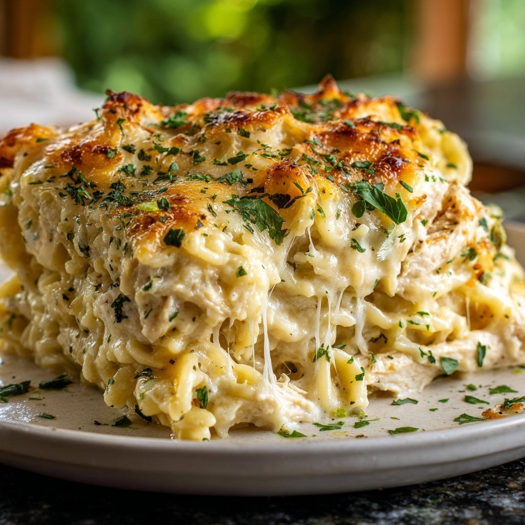Chicken Alfredo Noodle Bake