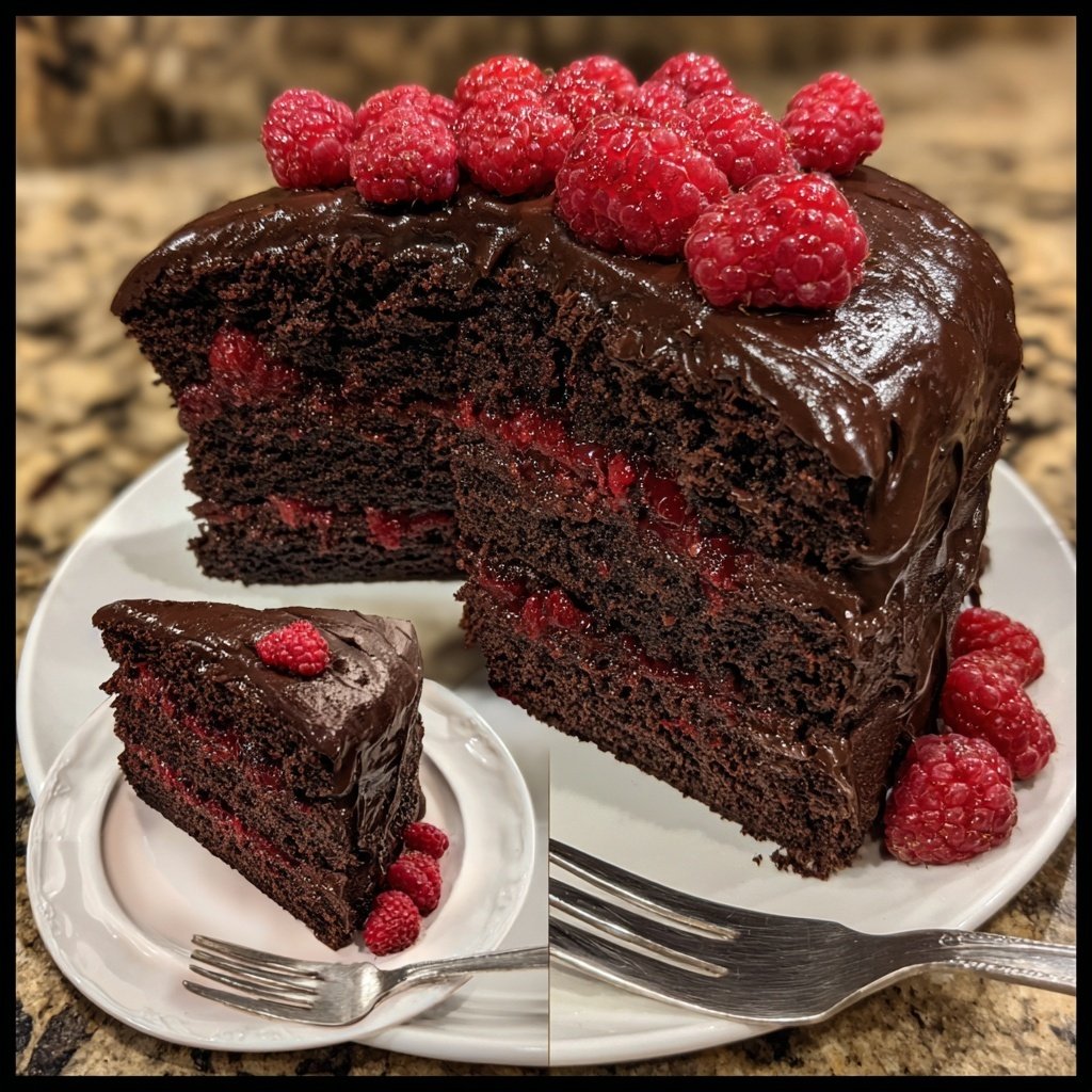 Chocolate Raspberry Truffle Cake