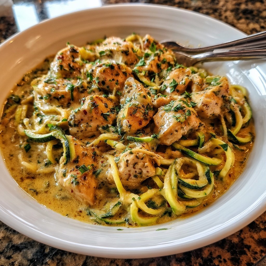 Creamy Chicken and Zucchini Zoodles