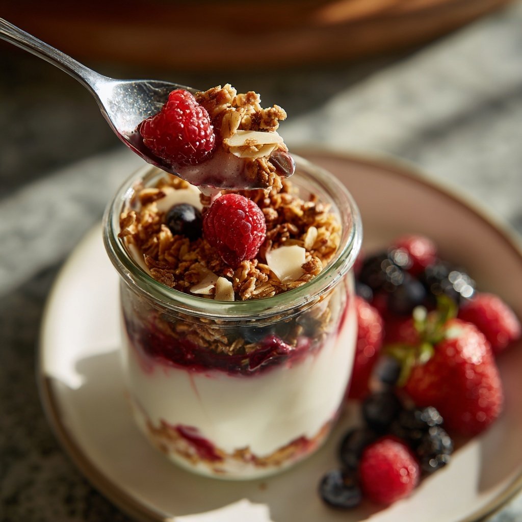 Greek Yogurt Breakfast Parfait with Granola and Berries​
