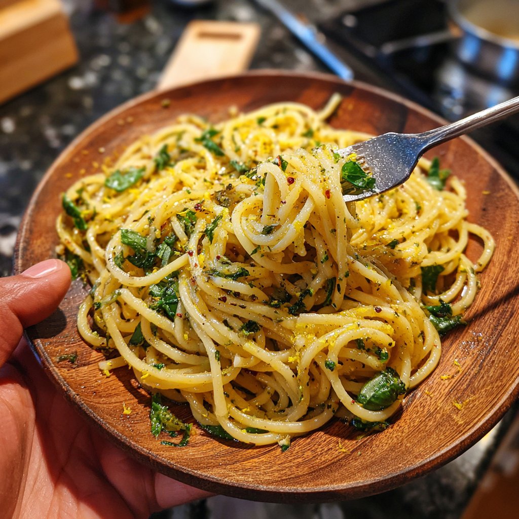 Lemon Zest and Basil Pasta