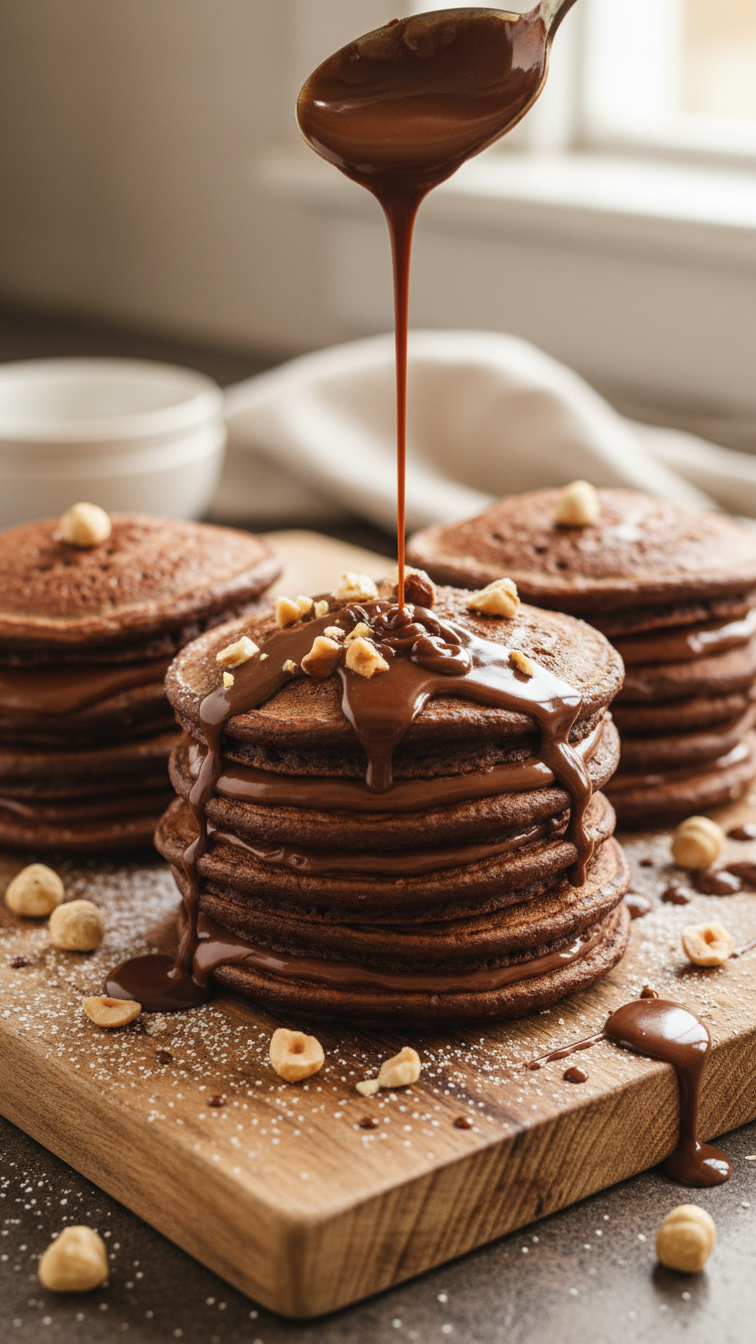 Chocolate Hazelnut Pancake Stacks