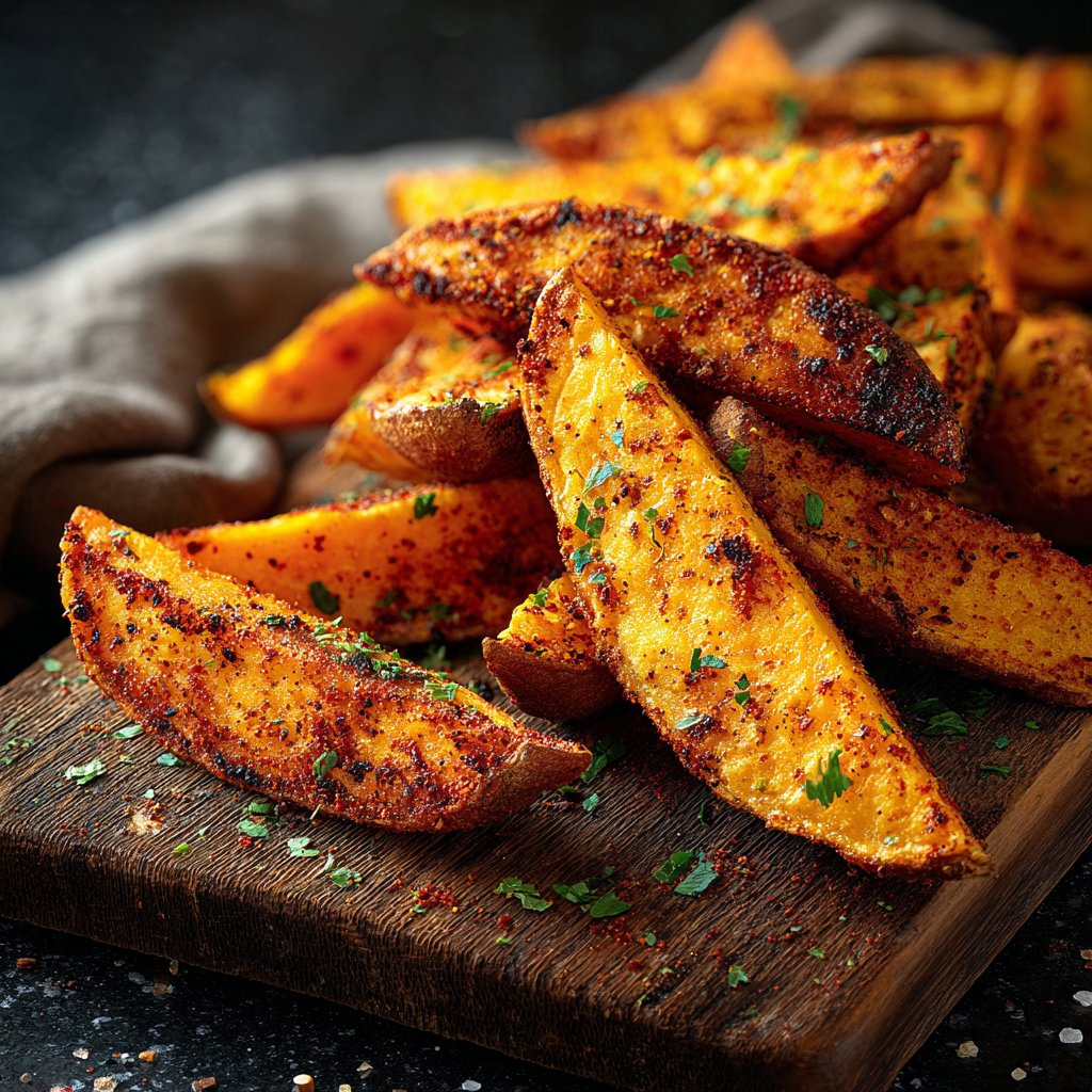 Roasted Spicy Sweet Potato Wedges
