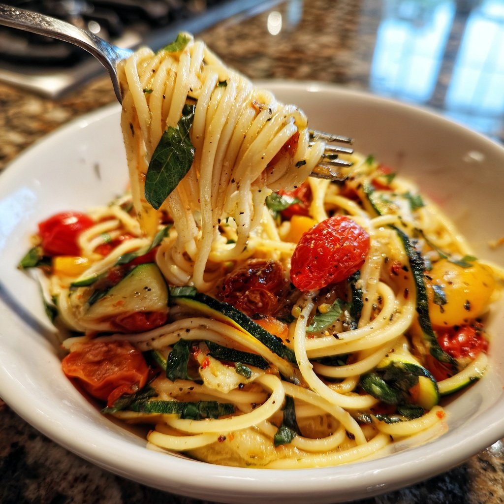 Roasted Garlic Veggie Pasta